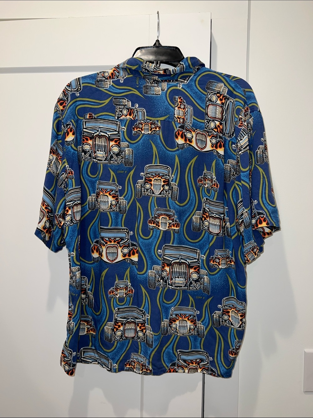 Art of Eddy Y by Reyn Spooner Hawaiian Button Down Shirt Hot Rod Flames - Picture 2 of 3